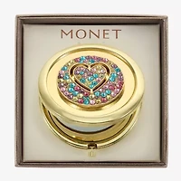 Monet Jewelry Gold Tone Round Compact Mirror