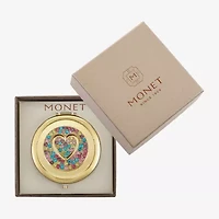 Monet Jewelry Gold Tone Round Compact Mirror