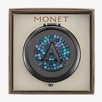 Monet Jewelry Initial Gray Round Compact Mirror