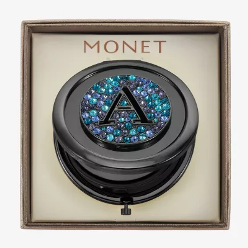 Monet Jewelry Initial Gray Round Compact Mirror