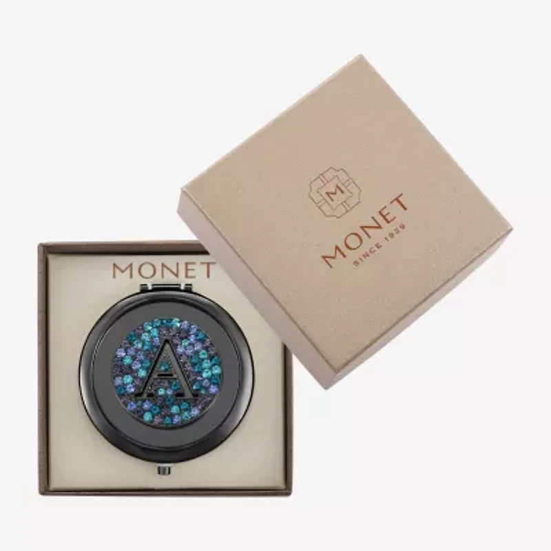 Monet Jewelry Initial Gray Round Compact Mirror