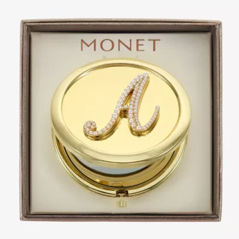 Monet Jewelry Initial Gold Tone Compact Mirror