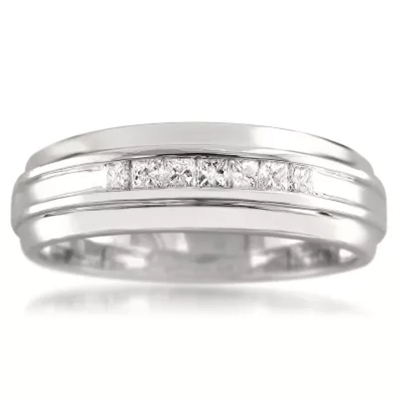 Mens 6.5MM 1/4 CT. T.W. Genuine White Diamond 14K Gold Wedding Band
