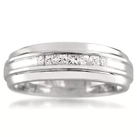 Mens 6.5MM 1/4 CT. T.W. Genuine White Diamond 14K Gold Wedding Band