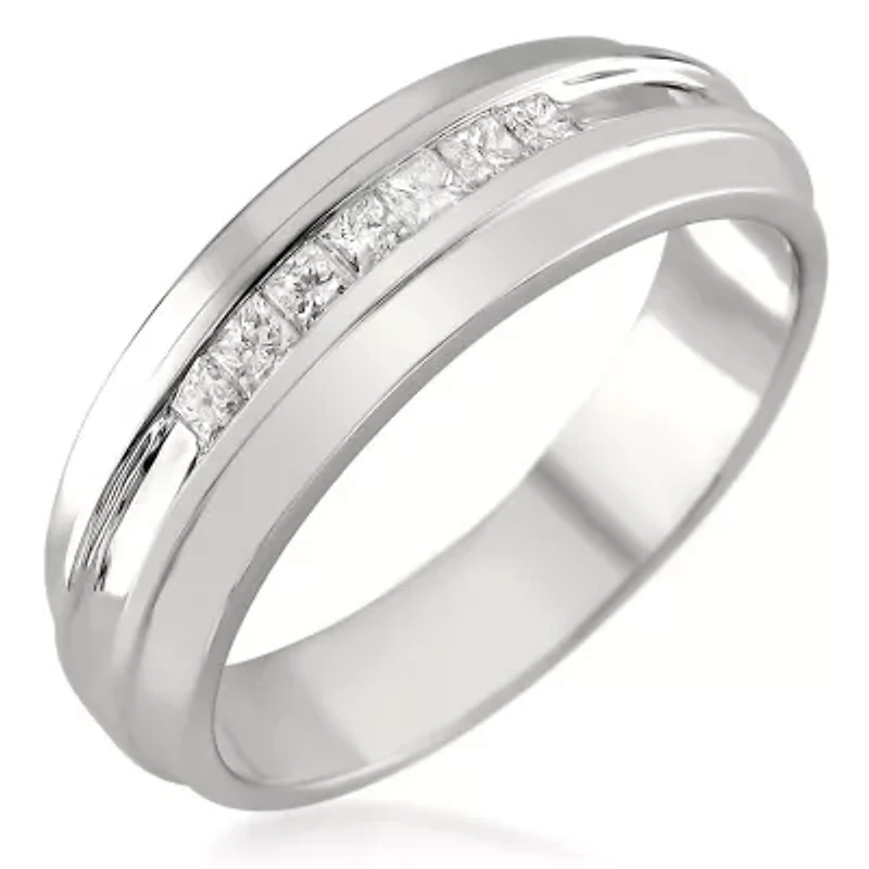 Mens 6.5MM 1/4 CT. T.W. Genuine White Diamond 14K Gold Wedding Band