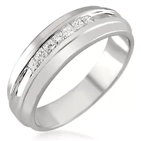 Mens 6.5MM 1/4 CT. T.W. Genuine White Diamond 14K Gold Wedding Band