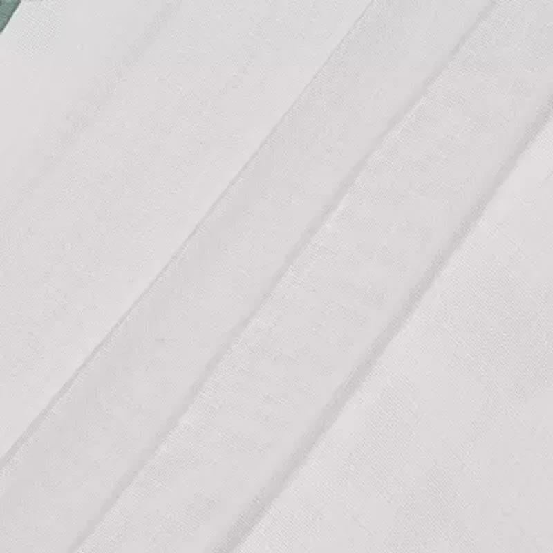 Fieldcrest Luxury Linen Border Stripe Rod Pocket Back Tab Sheer Single Curtain Panel