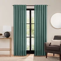 Fieldcrest Luxury Alden Linen Rod Pocket Back Tab Light-Filtering Single Curtain Panel