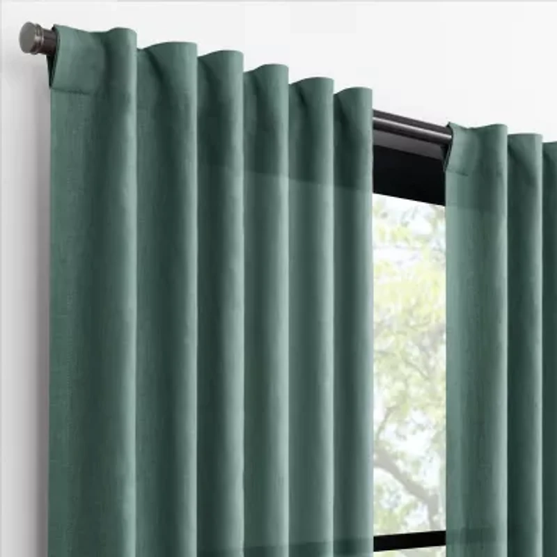 Fieldcrest Luxury Alden Linen Rod Pocket Back Tab Light-Filtering Single Curtain Panel