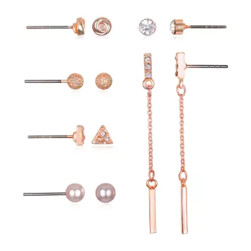 Bijoux Bar Delicates Womens Simulated Pearl 6 Pair Earring Set