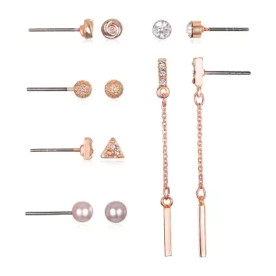 Bijoux Bar Delicates Womens Simulated Pearl 6 Pair Earring Set