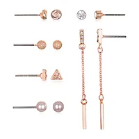 Bijoux Bar Delicates Womens Simulated Pearl 6 Pair Earring Set