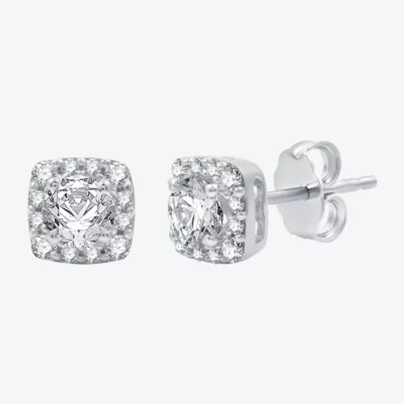 Ever Star (H-I / I1) 1 CT. T.W. Lab Grown White Diamond 10K White Gold 7.1mm Cushion Stud Earrings