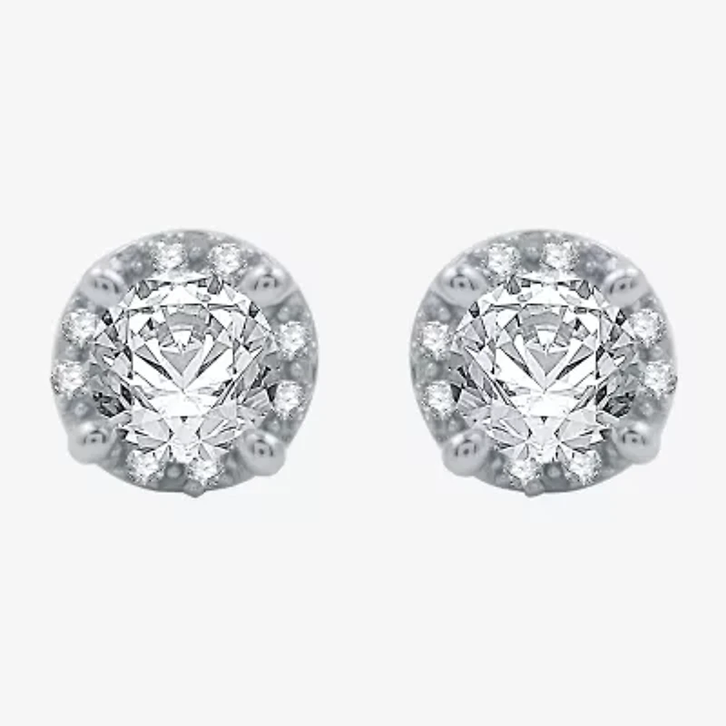 (H-I / I1) Womens 1 CT. T.W. Lab Grown White Diamond 10K White Gold Round Jewelry Set