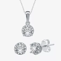 (H-I / I1) Womens 1 CT. T.W. Lab Grown White Diamond 10K White Gold Round Jewelry Set