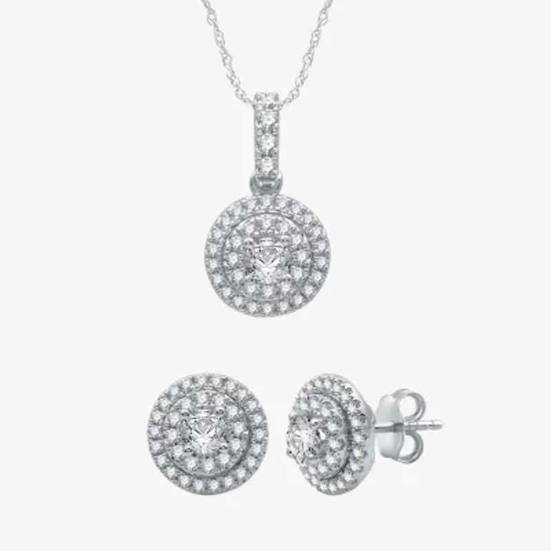 (G / Si2) Womens 2 CT. T.W. Lab Grown Diamond 10K White Gold Round 2-pc. Jewelry Set