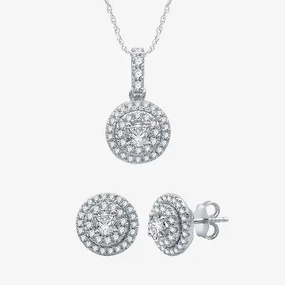 (G / Si2) Womens 2 CT. T.W. Lab Grown Diamond 10K White Gold Round 2-pc. Jewelry Set