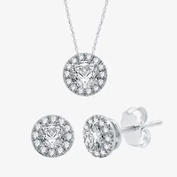 (H-I / I1) Womens 1 1/2 CT. T.W. Lab Grown White Diamond 10K White Gold Round 2-pc. Jewelry Set
