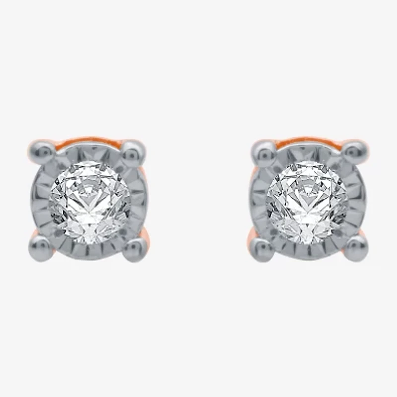 Ever Star (H-I / I1) 1/10 CT. T.W. Lab Grown White Diamond 14K Rose Gold Over Silver 4.9mm Round Stud Earrings