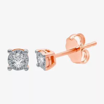 Ever Star (H-I / I1) 1/10 CT. T.W. Lab Grown White Diamond 14K Rose Gold Over Silver 4.9mm Round Stud Earrings