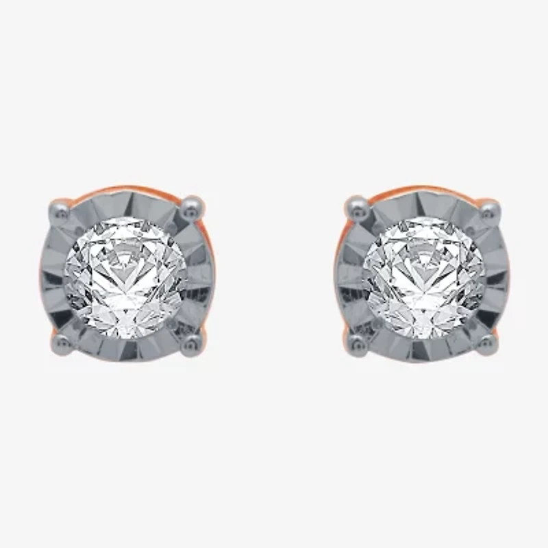Ever Star (H-I / I1) 1/5 CT. Lab Grown White Diamond 14K Rose Gold Over Silver 5.3mm Round Stud Earrings
