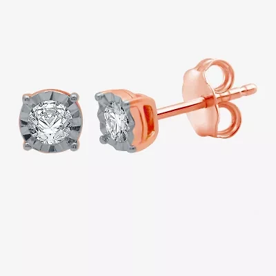 Ever Star (H-I / I1) 1/5 CT. Lab Grown White Diamond 14K Rose Gold Over Silver 5.3mm Round Stud Earrings