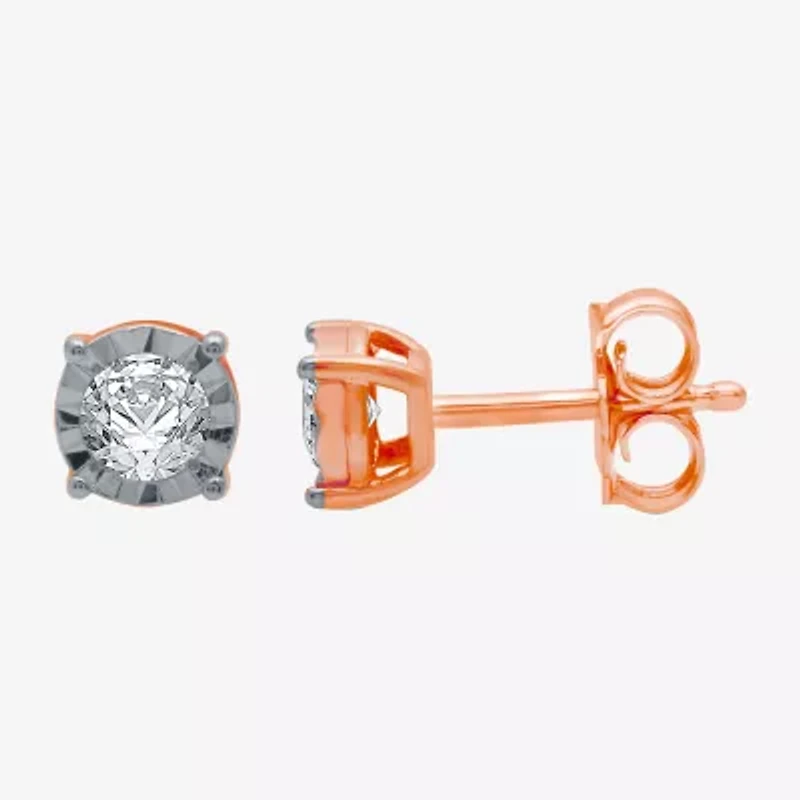 Ever Star (H-I / I1) 1/5 CT. Lab Grown White Diamond 14K Rose Gold Over Silver 5.3mm Round Stud Earrings