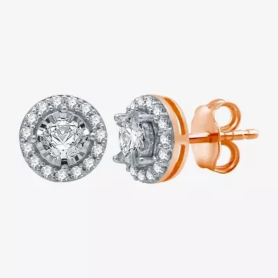 5/8 CT. T.W. Natural White Diamond 10K Rose Gold 7.9mm Round Stud Earrings