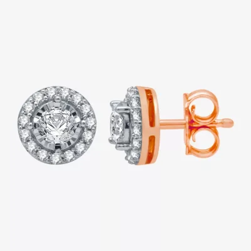 5/8 CT. T.W. Natural White Diamond 10K Rose Gold 7.9mm Round Stud Earrings