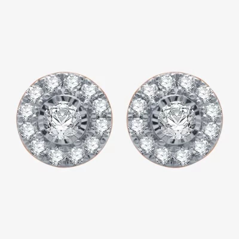 1 CT. T.W. Natural White Diamond 10K Rose Gold 10.2mm Round Stud Earrings