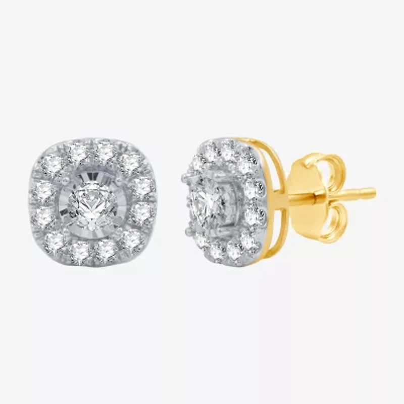 1 CT.T.W. Natural Diamond 10K Gold 9.7mm Stud Earrings