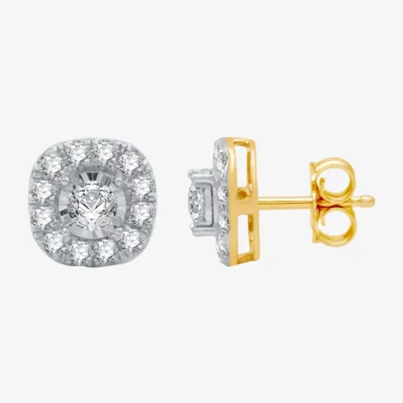1 CT.T.W. Natural Diamond 10K Gold 9.7mm Stud Earrings