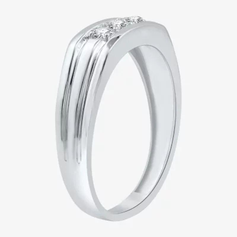 I Said Yes (H-I / I1) Mens 1/4 CT. T.W. Lab Grown White Diamond Sterling Silver Wedding Band