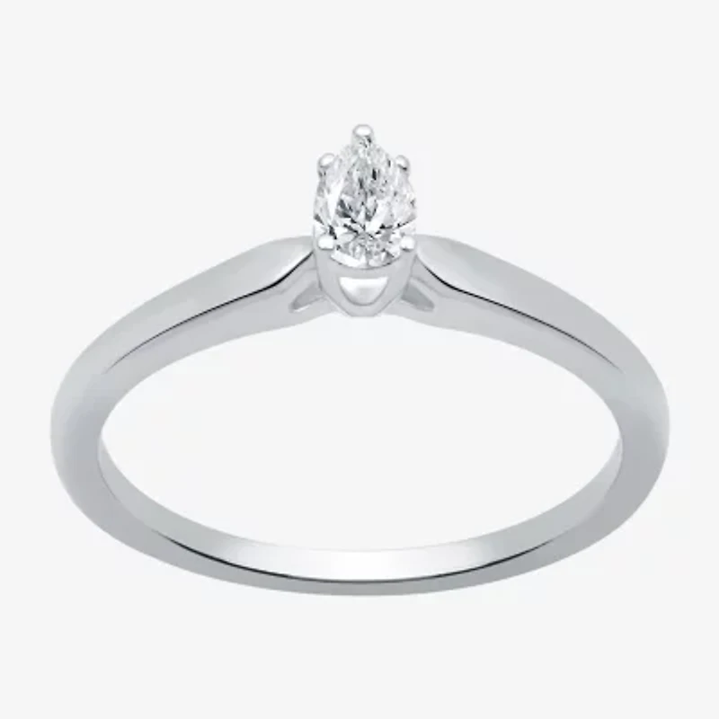 I Said Yes (H-I / Si2-I1) Womens 1/5 CT. Lab Grown White Diamond Sterling Silver Pear Solitaire Engagement Ring