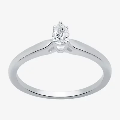 I Said Yes (H-I / Si2-I1) Womens 1/5 CT.  Lab Grown White Diamond Sterling Silver Pear Solitaire Engagement Ring