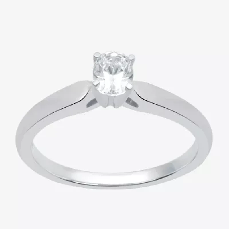I Said Yes (H-I / Si2-I1) Womens 1/4 CT. Lab Grown White Diamond Sterling Silver Oval Solitaire Engagement Ring