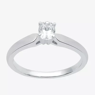 I Said Yes (H-I / Si2-I1) Womens 1/4 CT. Lab Grown White Diamond Sterling Silver Oval Solitaire Engagement Ring