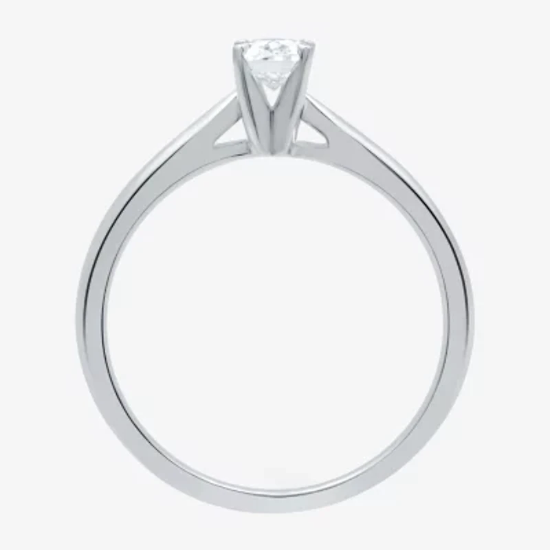I Said Yes (H-I / Si2-I1) Womens 1/4 CT. Lab Grown White Diamond Sterling Silver Oval Solitaire Engagement Ring