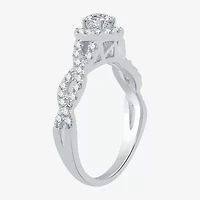 I Said Yes (H-I / I1) Womens 1 CT. T.W. Lab Grown White Diamond Sterling Silver Round Side Stone Halo Bridal Set