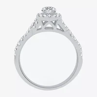 I Said Yes (H-I / I1) Womens 1 CT. T.W. Lab Grown White Diamond Sterling Silver Round Side Stone Halo Bridal Set