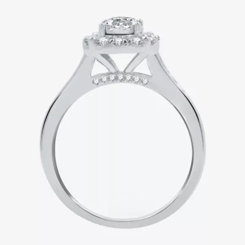 I Said Yes (H-I / I1) Womens 1 CT. T.W. Lab Grown White Diamond Sterling Silver Round Side Stone Halo Bridal Set