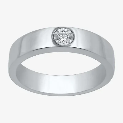 I Said Yes (H-I / I1) Mens 1/10 CT. T.W. Lab Grown White Diamond Sterling Silver Wedding Band