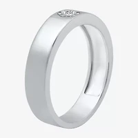 I Said Yes (H-I / I1) Mens 1/10 CT. T.W. Lab Grown White Diamond Sterling Silver Wedding Band