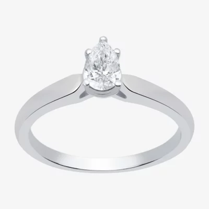 I Said Yes (H-I / Si2-I1) Womens 1/ CT. Lab Grown White Diamond Sterling Silver Pear Solitaire Engagement Ring