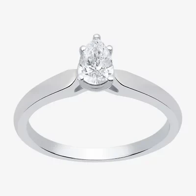I Said Yes (H-I / Si2-I1) Womens 1/ CT. Lab Grown White Diamond Sterling Silver Pear Solitaire Engagement Ring