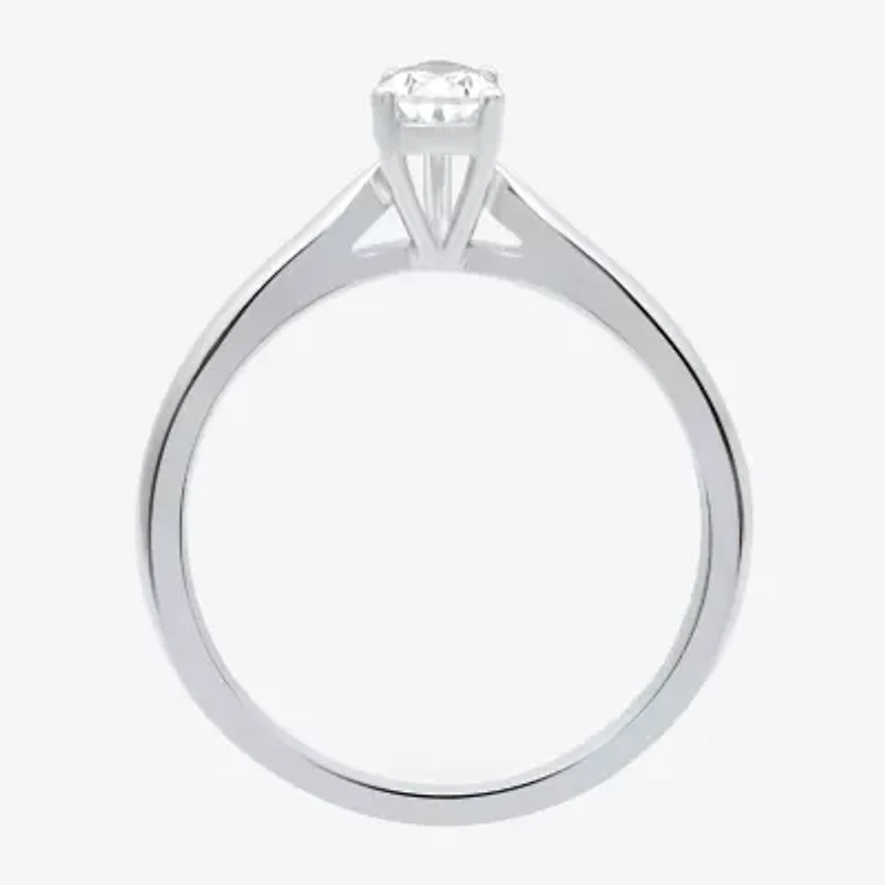 I Said Yes (H-I / Si2-I1) Womens 1/ CT. Lab Grown White Diamond Sterling Silver Pear Solitaire Engagement Ring