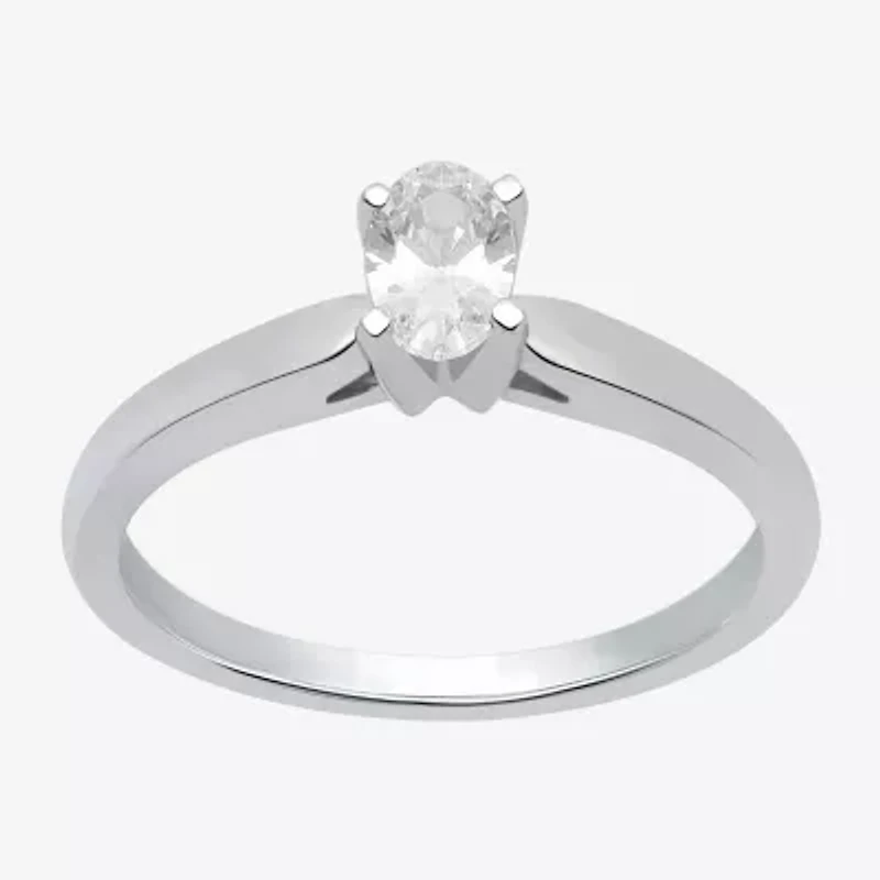 I Said Yes (H-I / Si2-I1) Womens 1/ CT. Lab Grown White Diamond Sterling Silver Oval Solitaire Engagement Ring