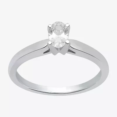 I Said Yes (H-I / Si2-I1) Womens 1/ CT. Lab Grown White Diamond Sterling Silver Oval Solitaire Engagement Ring