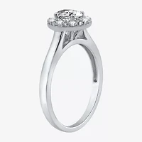 I Said Yes (H-I / I1) Womens 1 CT. T.W. Lab Grown White Diamond Sterling Silver or 14K Gold Over Silver Oval Side Stone Halo Bridal Set