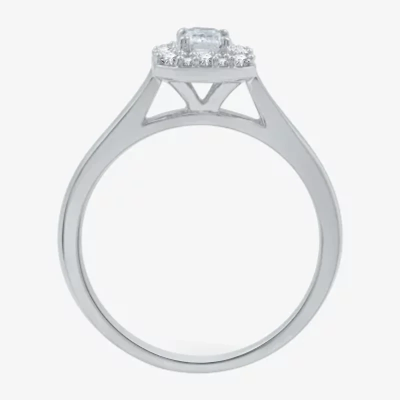 I Said Yes (H-I / I1) Womens 1 CT. T.W. Lab Grown White Diamond Sterling Silver Side Stone Halo Bridal Set